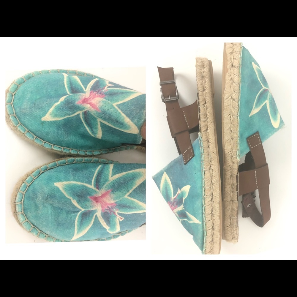 Sundias Painted Flower Slingback Espadrille Sandal
